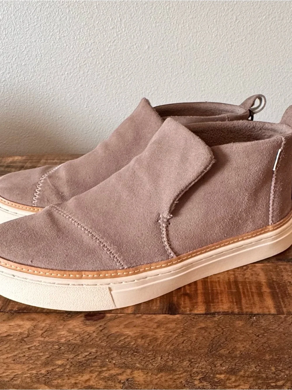 Women’s TOMS Paxton Slip-On Suede Ankle Booties in Mauve Taupe